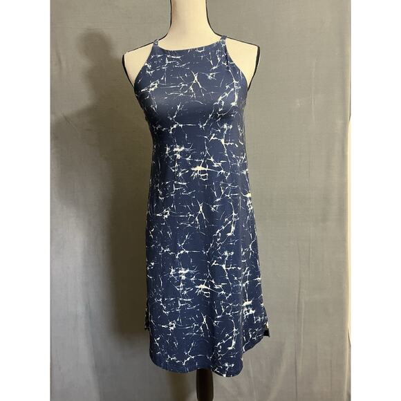 Patagonia Dress Small Blue Strappy Midi Sliding Rock Print Shelf Bra - Picture 1 of 9
